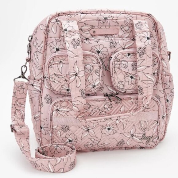 Lug Puddle Jumper LE Convertible Tote Bag Sketch Floral Blush Work/Gym/Travel - Picture 2 of 15